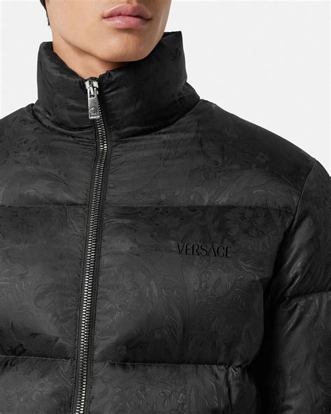 versace yellow puffer jacket|Versace barocco puffer jacket men.